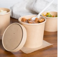 Envase redondo kraft 16oz raya verde