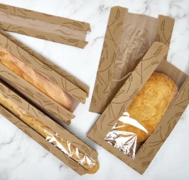 Bolsa Kraft cuarto de Baguette  con ventana