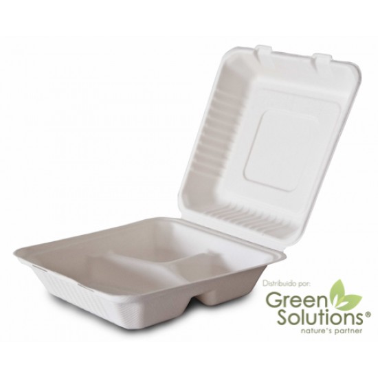 9x9 Sugarcane Bagasse Tray with Division