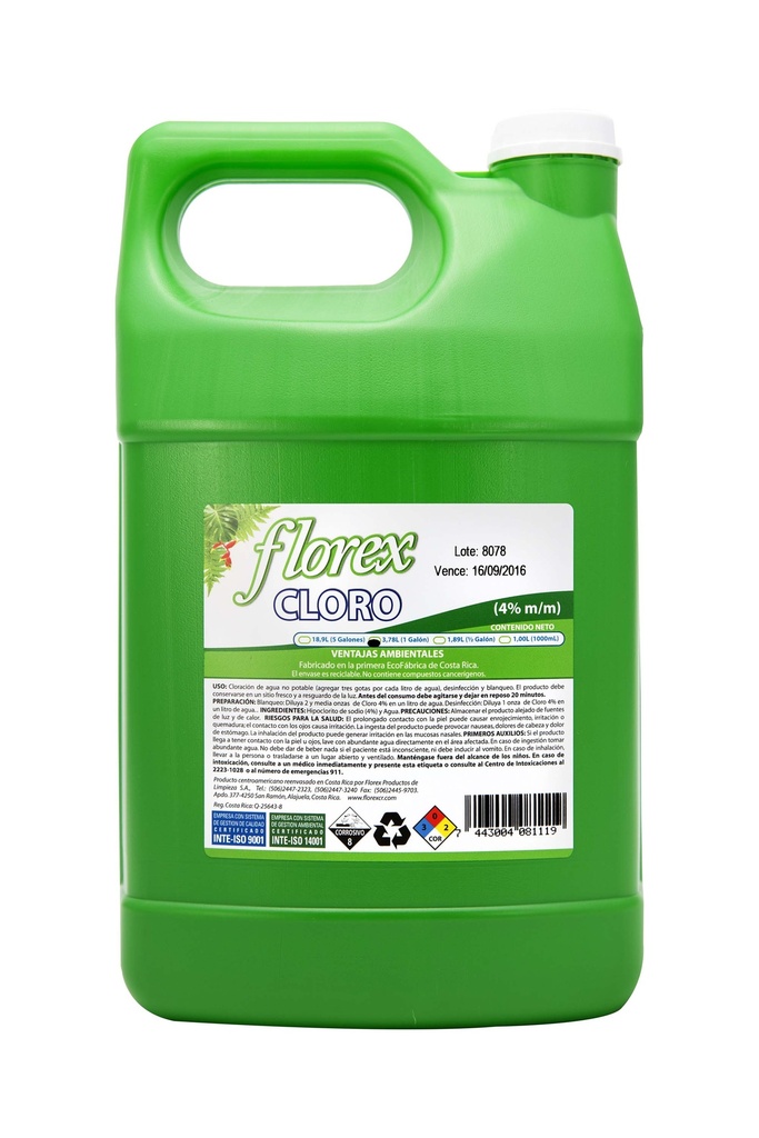 Chlorine 12% Florex Gallon