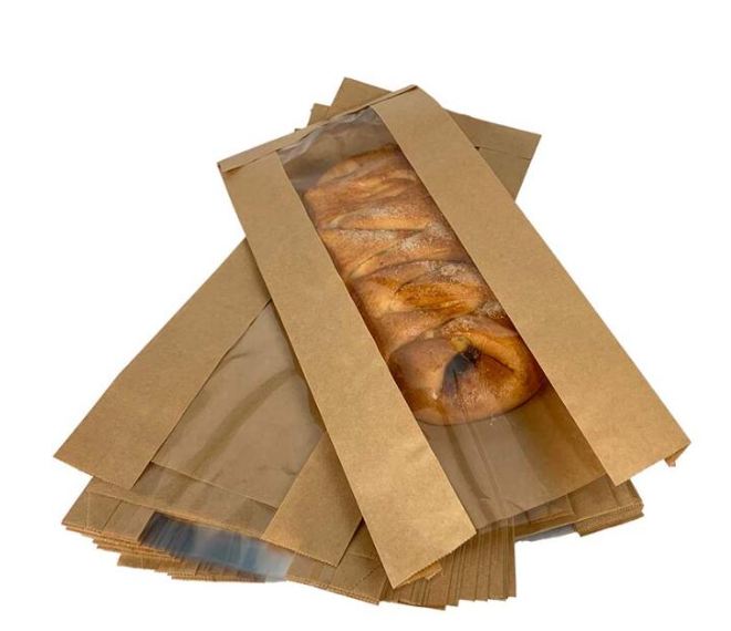Bolsa Kraft para manita con ventana (18x6x42.3) CP