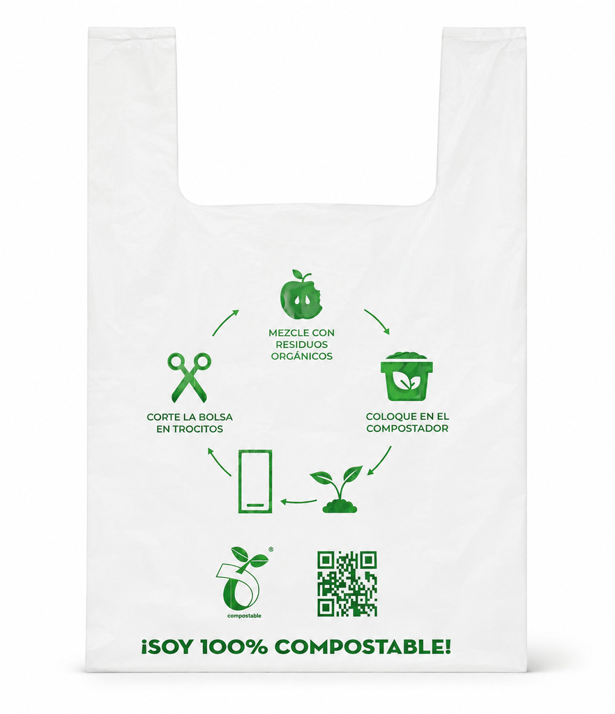 Compostable T-Shirt Bag 38x23x6 cm Small