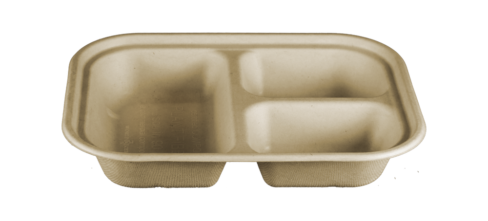 Fiber Tray 10x7.5x1.5" - 3 Compartment 29oz CP