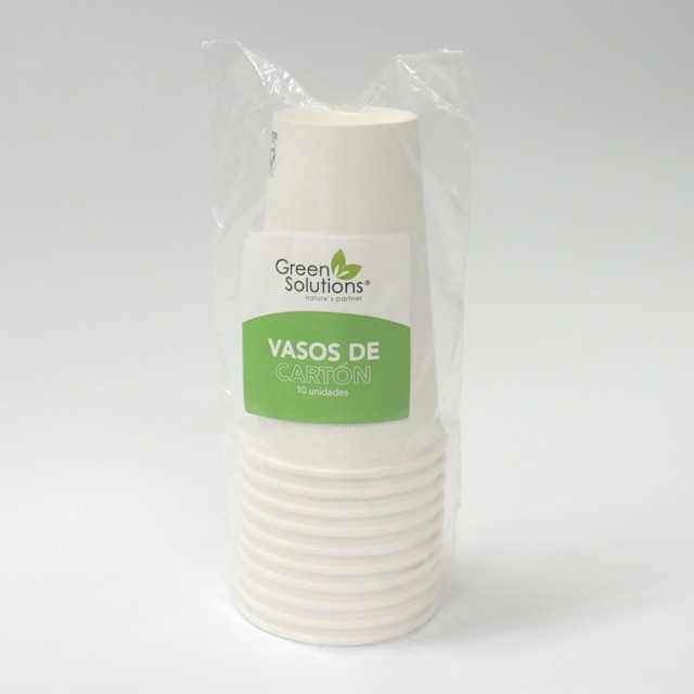 Vasos Cartón 16oz  Blanco una pared (10 Uds)