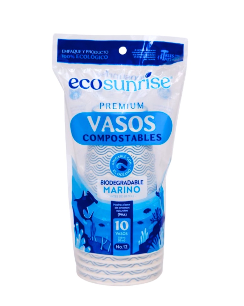 Vaso PHA Compost. 12oz (10u.)