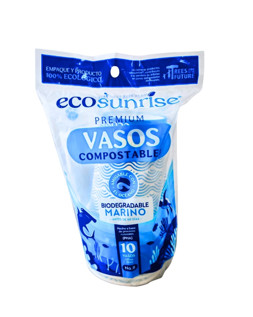 Vaso PHA Compost. 8 oz (10u)