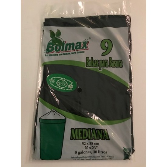 Bolmax bolsa negra mediana bulto paq 9 uds