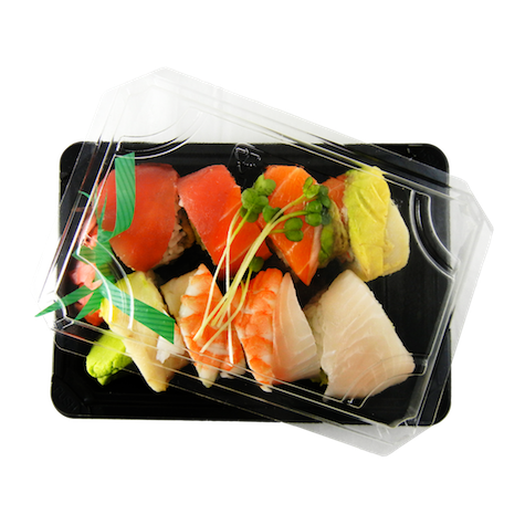 Sushi caja negra y tapa transparente