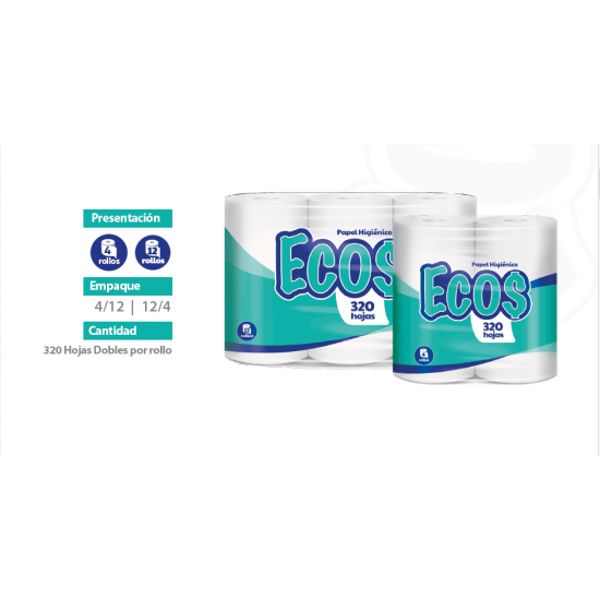 ECOS Large Toilet Paper 300 Sheets 12X4