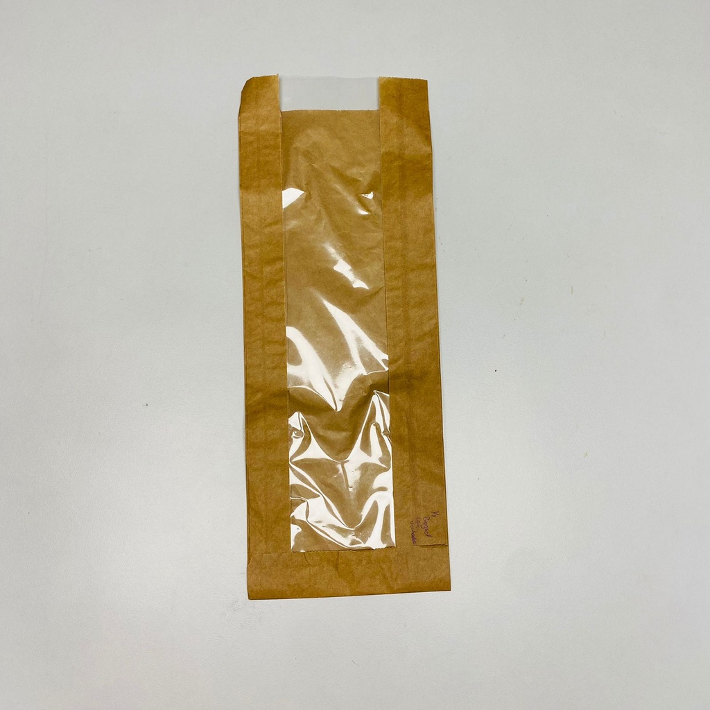Bolsa Kraft cuarto de Baguette  con ventana