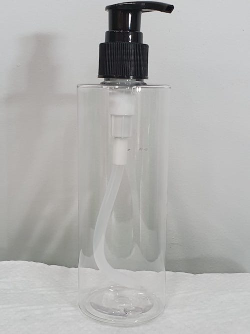 Envase Pet 250ml (8 oz) con Bomba Push Negra.