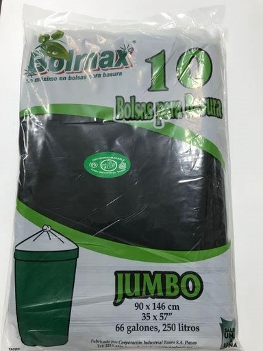 Bolsa Jumbo Negra Oxo 120 90x146 cm paq 10 uds