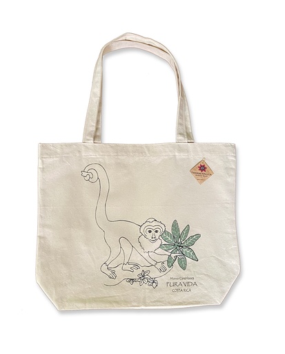 White-faced Monkey Canvas Tote 46x45cm