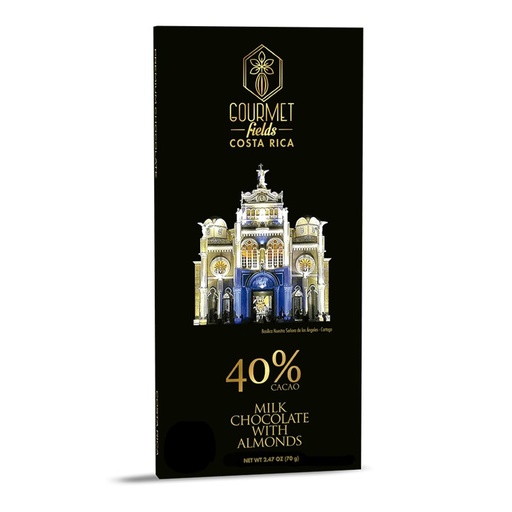 [GF000107] Chocolate 40% Milk with Almonds 50g CP