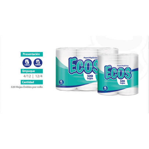 ECOS Large Toilet Paper 300 Sheets 12X4