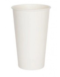 Vasos Cartón 16oz  Blanco una pared